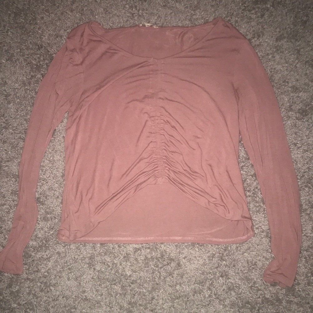 Pink, cinched, long sleeve shirt